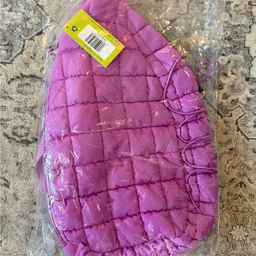 Purple Quilted sling back pack Bag